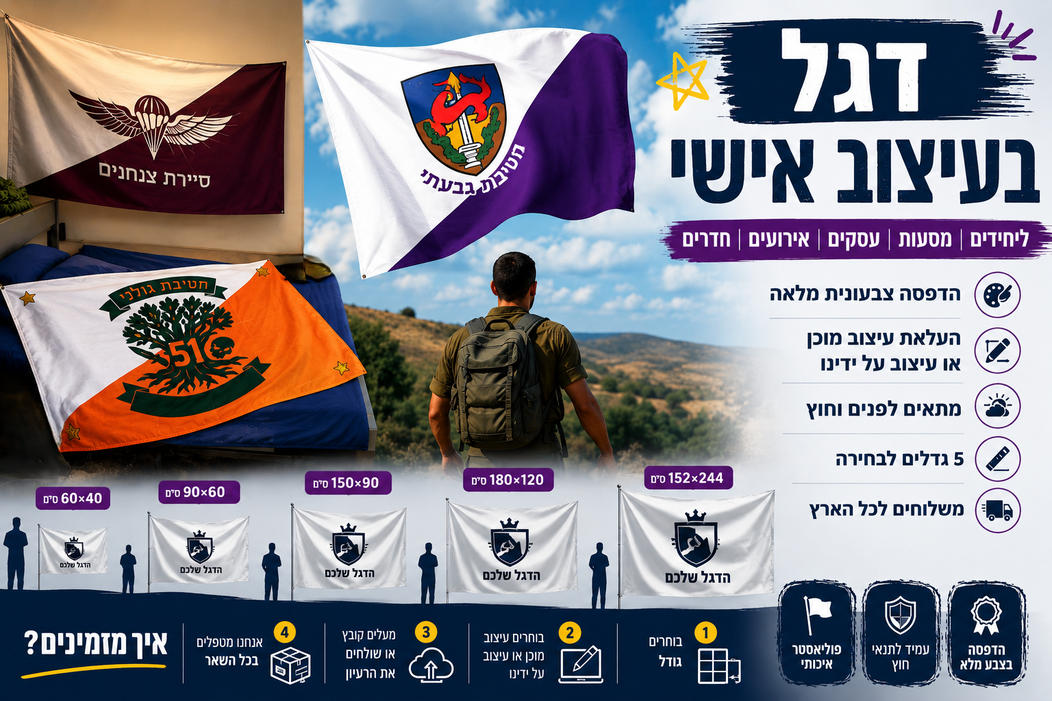 דגל מודפס בעיצוב אישי